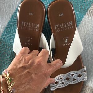 Italian Shoemakers White and Brown Sandals